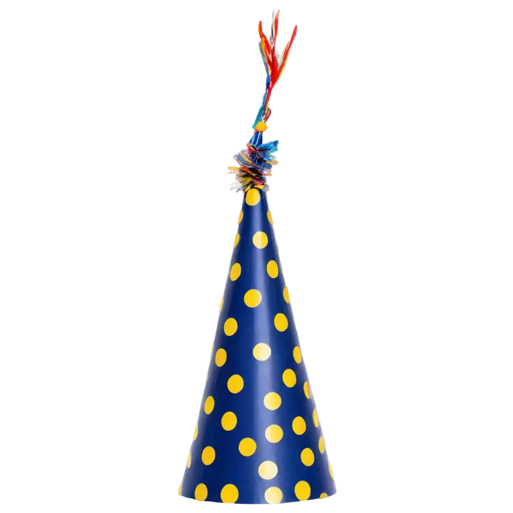 Vibrant-Colorful-Party-Hat-PNG-Image-with-Polka-Dots-and-Yellow-PomPom-HighQuality-Product-Photography