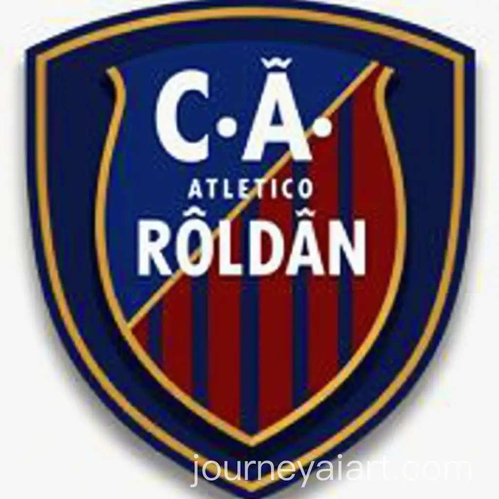 Club-Atltico-Roldn-Football-Team-Shield-in-Blue-and-Maroon-with-Gold-Outlines