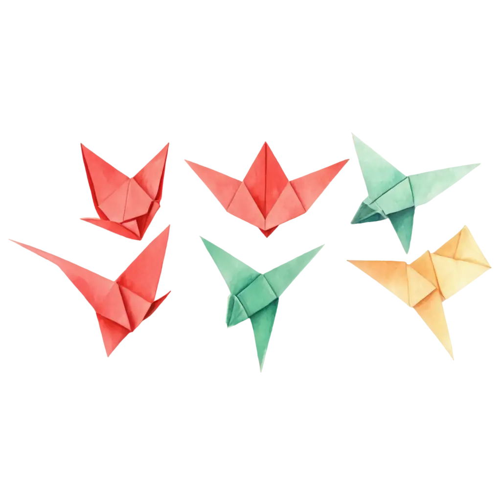 Stunning-Origami-Clip-Art-Set-in-Watercolor-Style-HighQuality-PNG-for-Versatile-Use