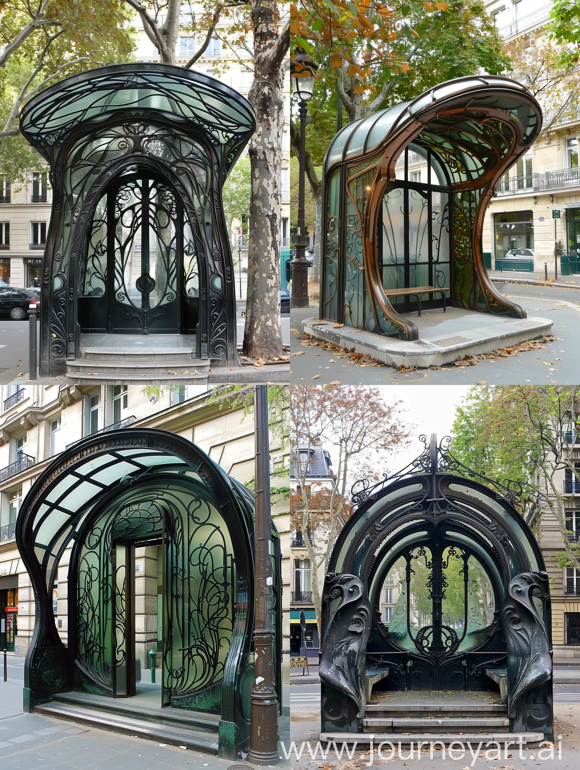 Modern-French-Art-Nouveau-Metro-Entrance-Hector-Guimard-Style