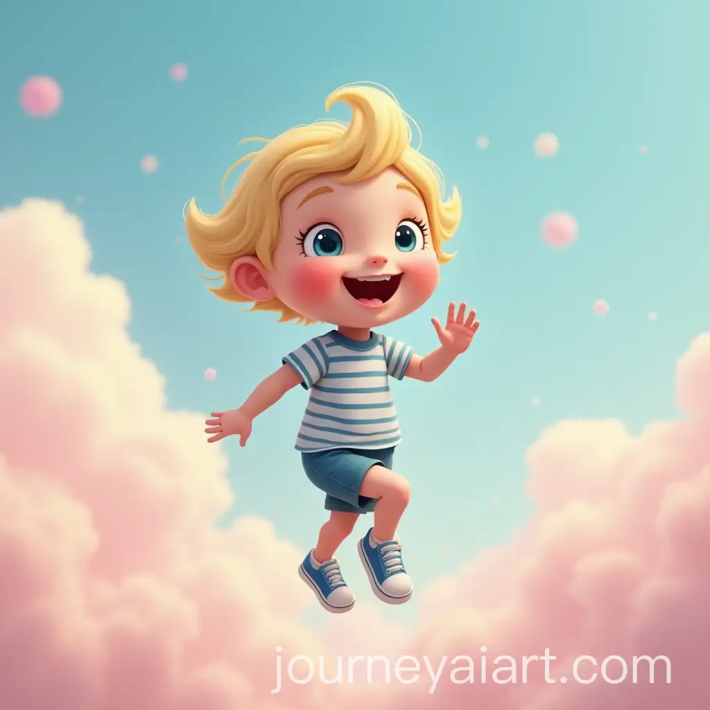 Young-Child-Flying-Among-Pink-Clouds-and-Planets