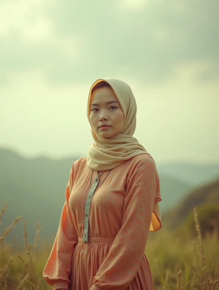 Indonesian-Woman-in-Colorful-Hijab-Dress-on-a-Serene-Day