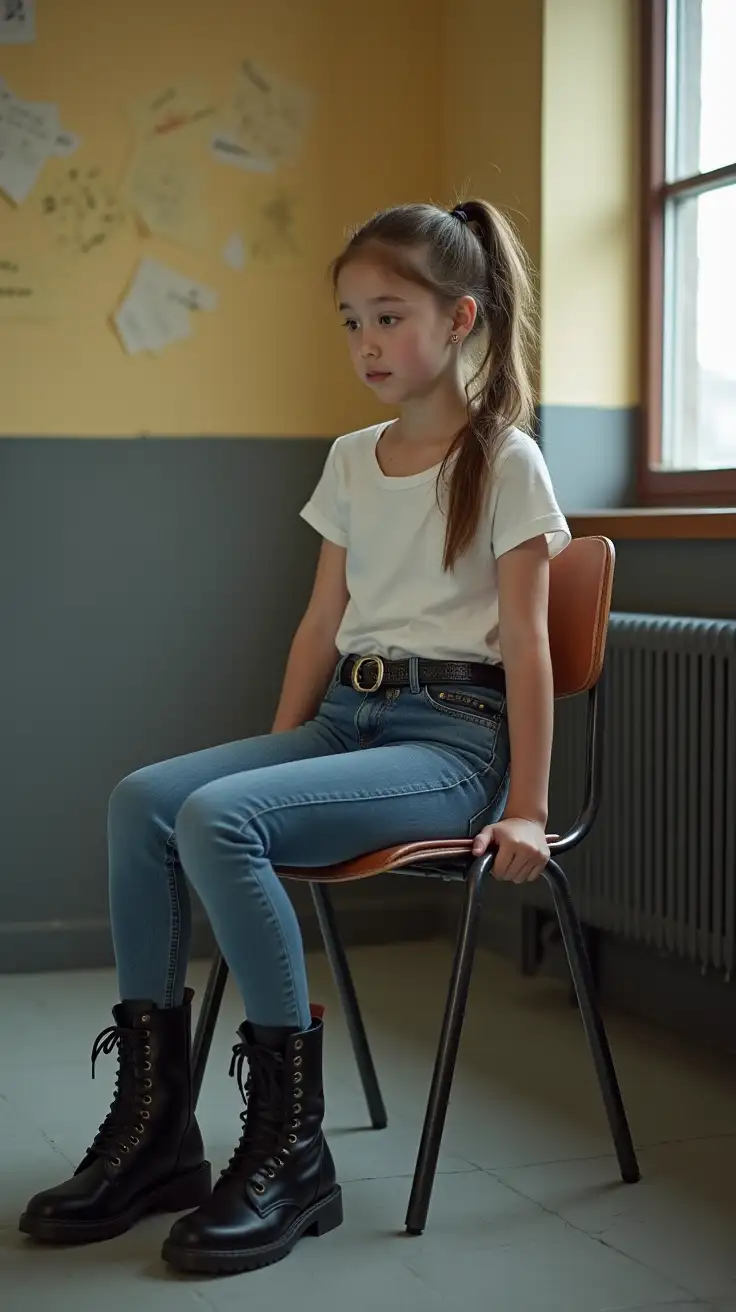 13YearOld-Girl-in-Skinny-Jeans-and-Combat-Boots-Sitting-in-School