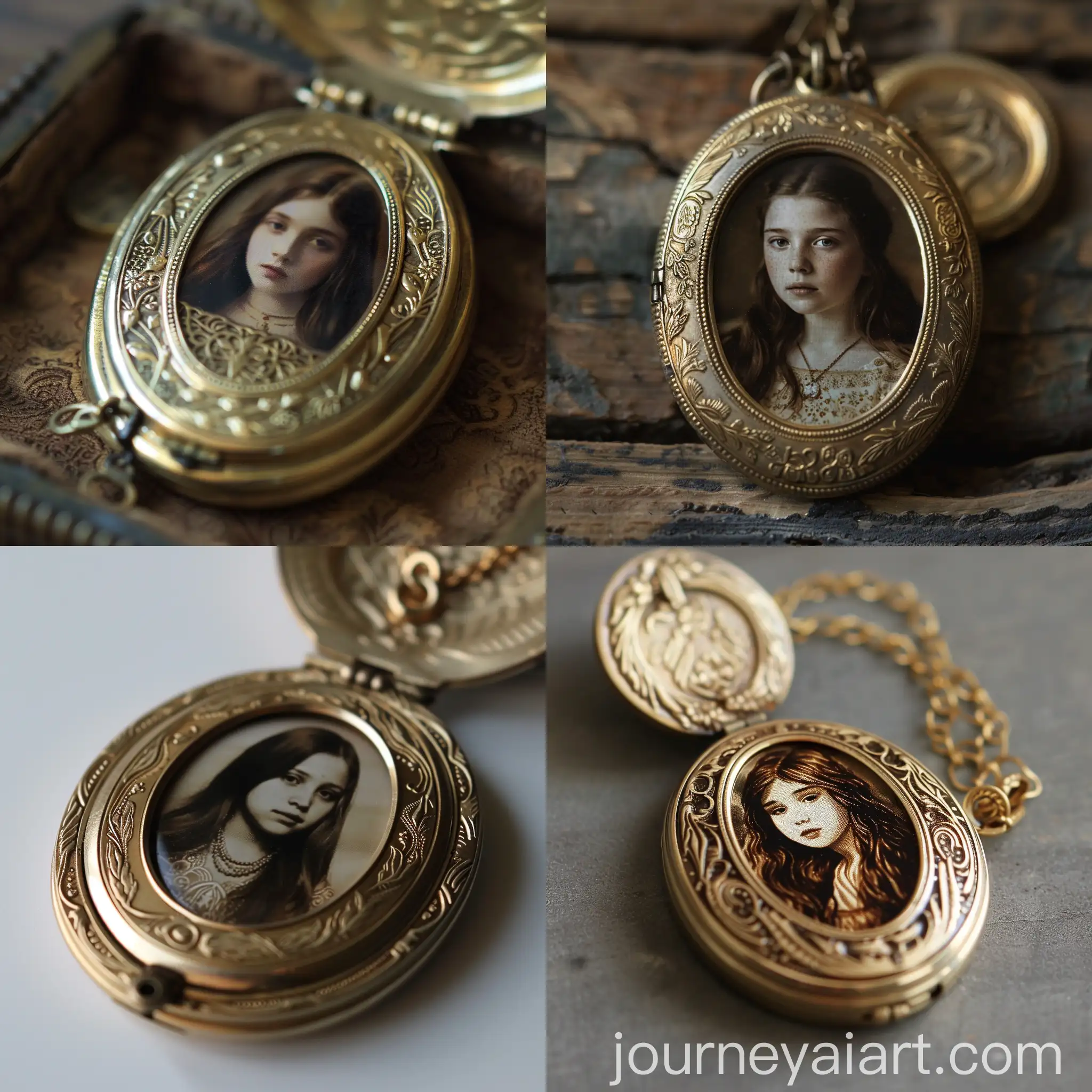 Intricate-Gold-Locket-with-Photo-of-Girl-in-Modest-Attire