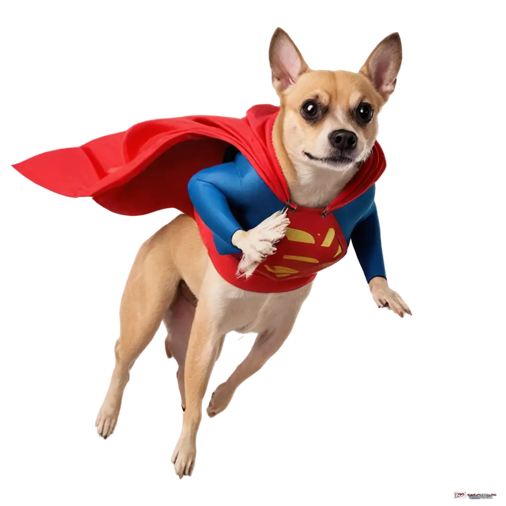 A dog fly like superman