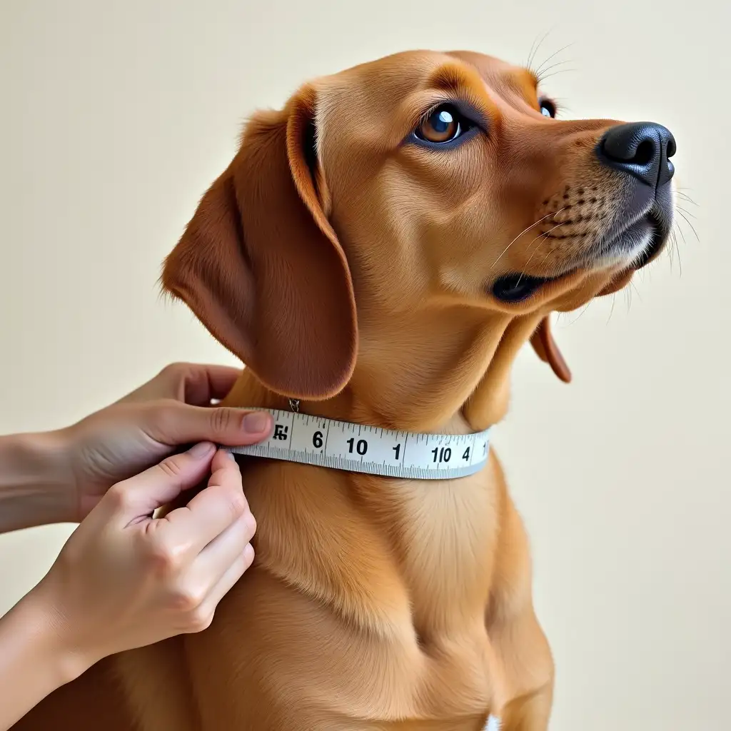 Measure a dog neck size in inches using a measuring tape