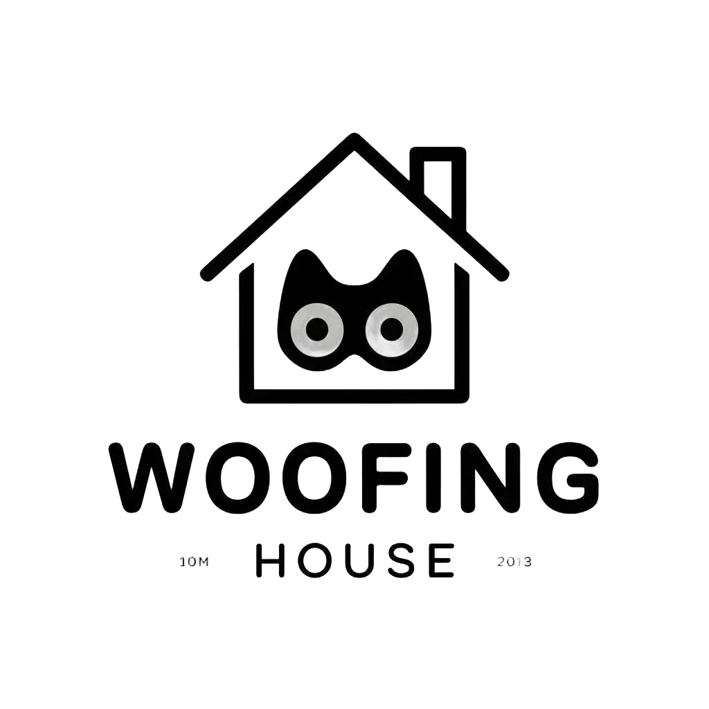 a vector logo design,with the text "woofing house", main symbol:AOWU,Moderate,clear background