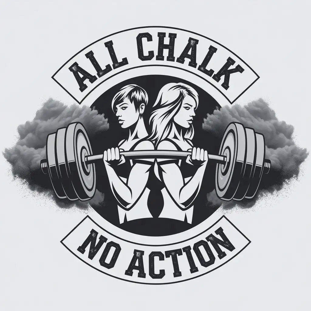 LOGO Design For All Chalk No Action Minimalistic Dumbbell and Strong Ladies in Chalk Dust Cloud