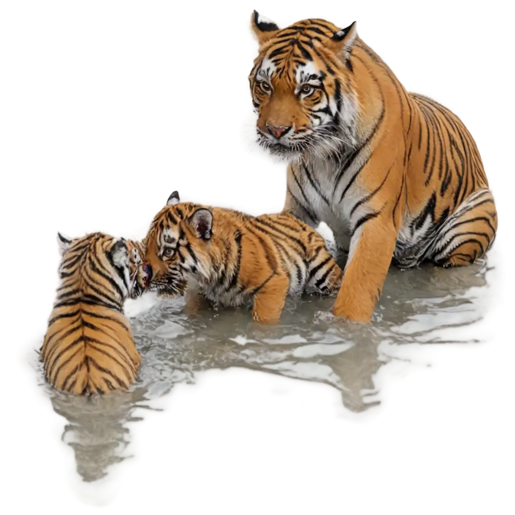 Majestic-Tiger-with-Cubs-in-Water-PNG-Image-Wildlife-Photography-Masterpiece