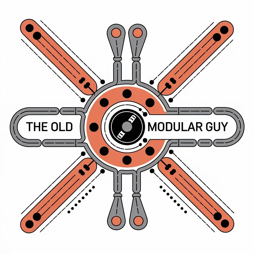 LOGO Design for The Old Modular Guy Vector Logo Featuring Music Patch Cable on Clear Background