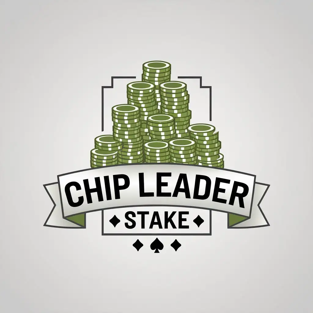 LOGO Design for Chip Leader Stake Minimalistic Vector with Green Poker Chips on Clear Background