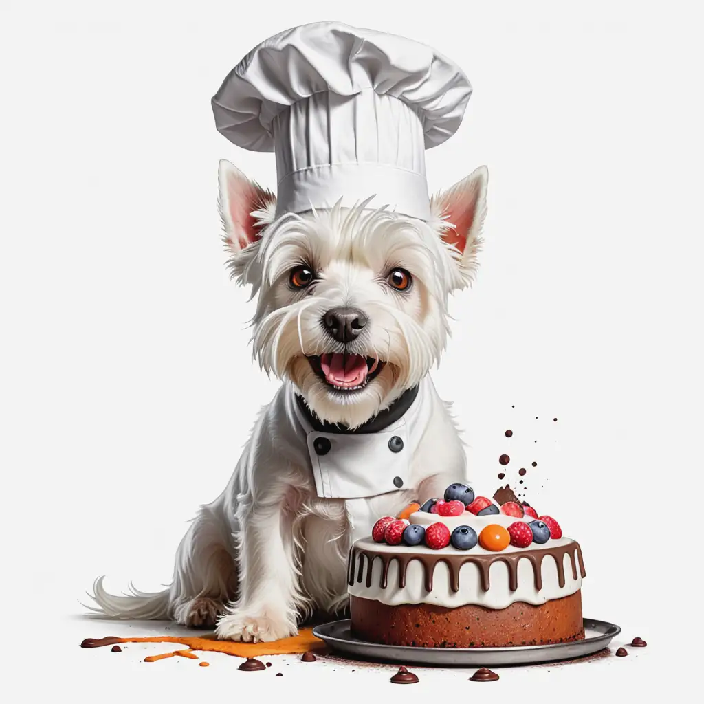 Cartoon-White-West-Terrier-Dog-Baking-Cake-in-Chef-Hat