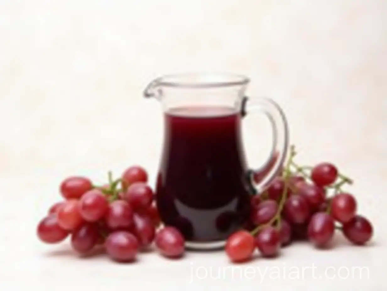 Glass-Pitcher-of-Dark-Red-Grape-Juice-with-Fresh-Grapes-on-Light-White-Background