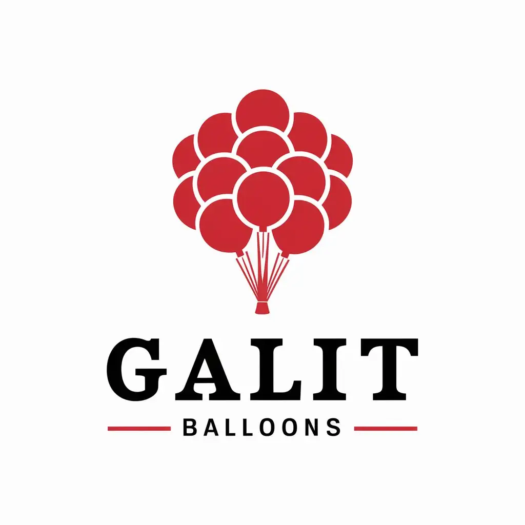 a vector logo design,with the text "GALIT BALLOONS", main symbol:a vector logo design, main symbol: a solid bundle of balloons,Moderate,be used in Others industry,clear background