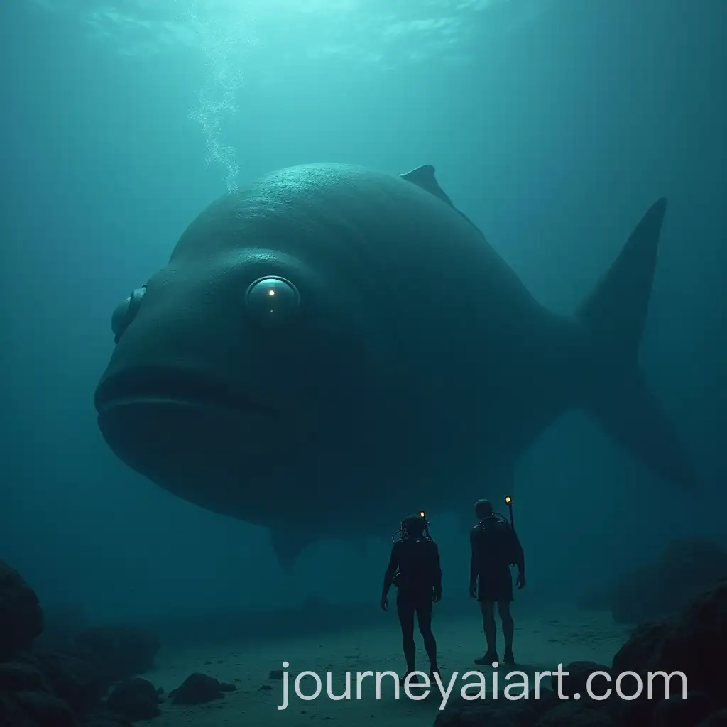 Giant-Bloop-Fish-and-Diver-in-Dark-Mysterious-Ocean