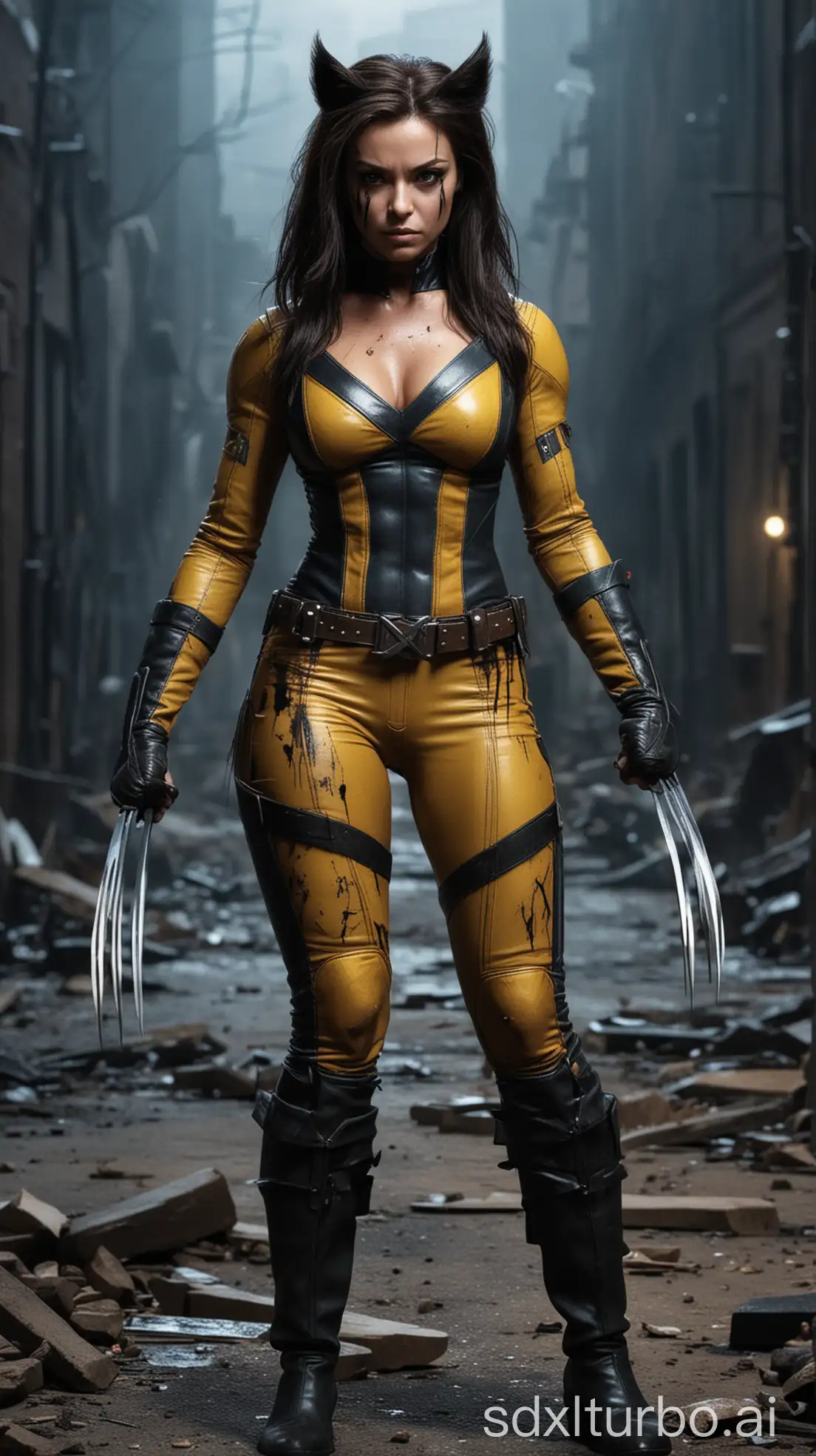 Elegant-Female-Wolverine-in-Urban-Night-Destruction-Scene