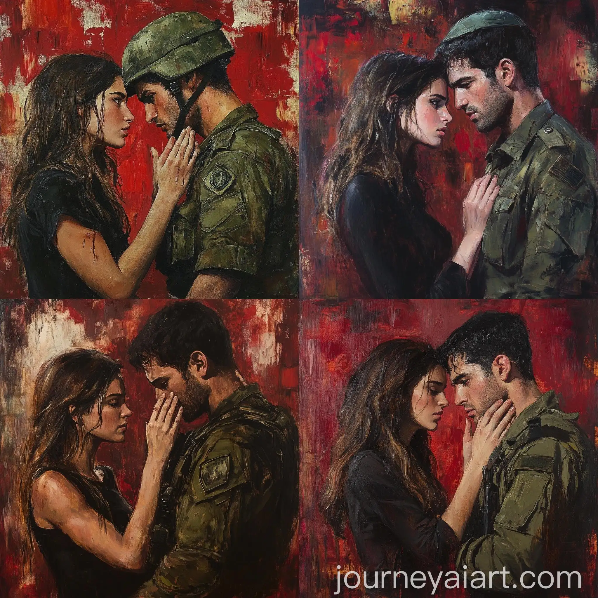 Israeli-Soldier-and-Woman-Embrace-in-Ukiyoe-Style