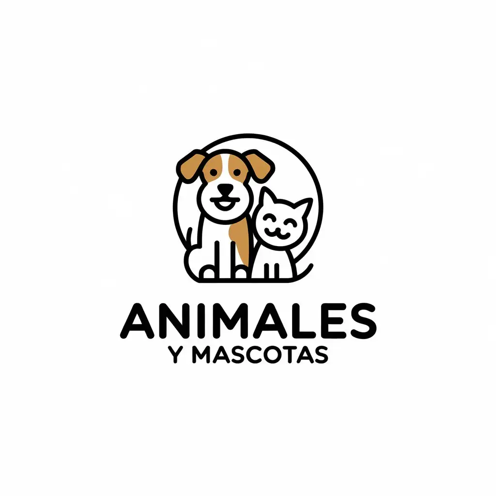 LOGO Design for Tail of Dog Happy Dog Cat Inside a Circle with Minimalist Style for Animals Pets Industry