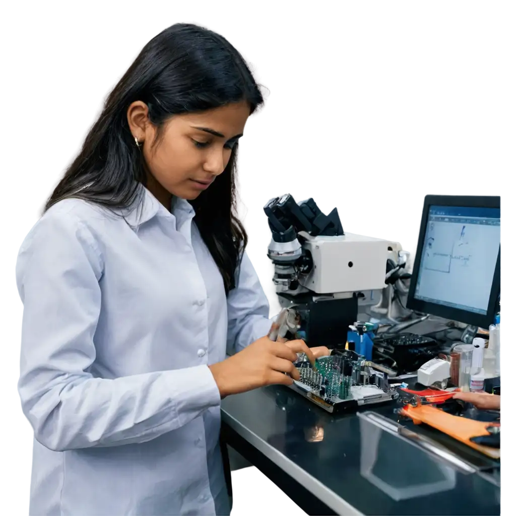 Indian-Girl-Designing-Semiconductor-Chip-in-Lab-HighQuality-PNG-Image-for-Technological-Innovation