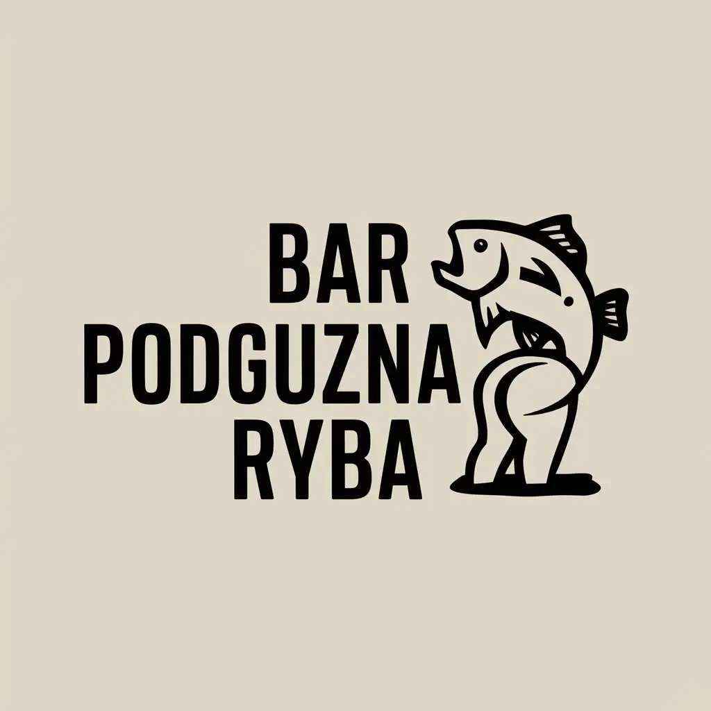 a logo design,with the text "Bar "Podguzna Ryba"", main symbol:fish from the butt,Moderate,clear background