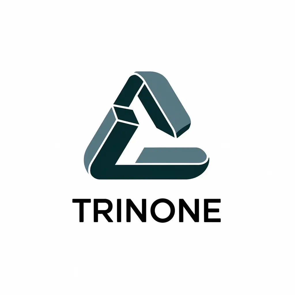 a vector logo design,with the text "Trinone", main symbol:Draw for me a rounded 3d triangle,Moderate,be used in Construction industry,clear background