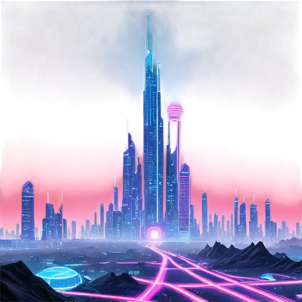 Futuristic-City-PNG-A-Glowing-Vision-of-a-CyberDesert-Landscape