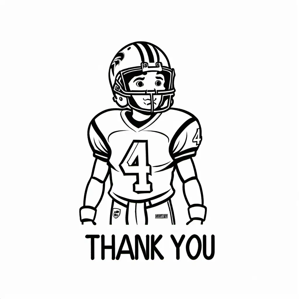 Youth-Football-Player-4-Coloring-Page-with-Thank-You-Words