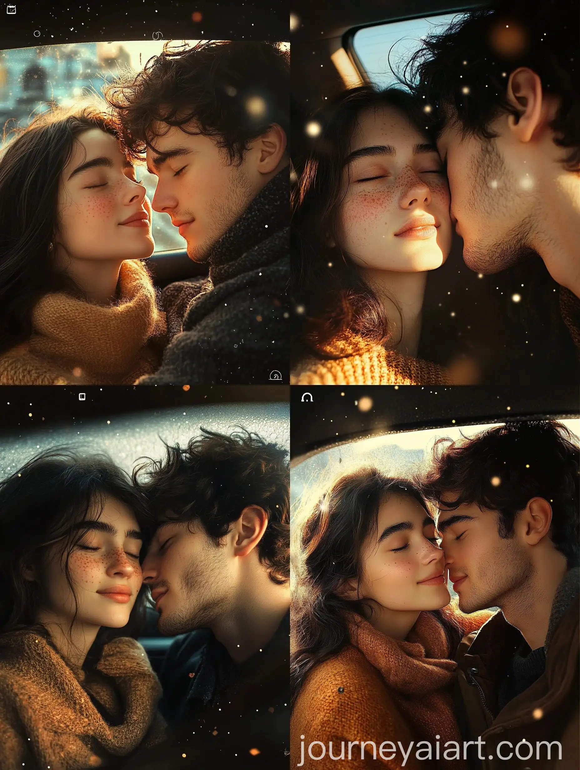 Intimate-Couple-Sharing-a-Serene-Moment-in-Car-Sunlight
