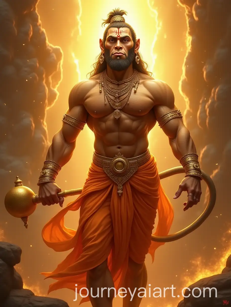 Divine-and-Mighty-Lord-Hanuman-with-Golden-Aura-and-Gada