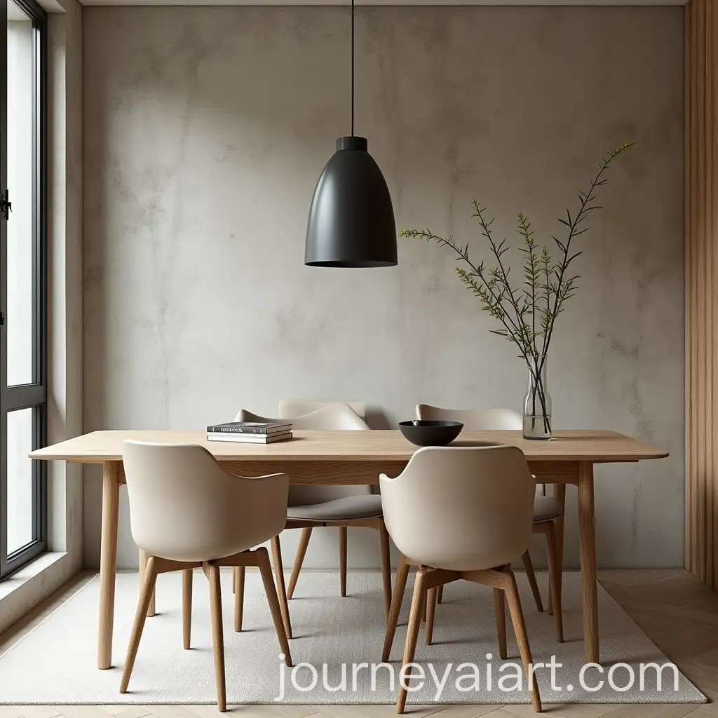 Elegant-Wooden-Dining-Table-with-Beige-Chairs-in-a-Modern-Interior