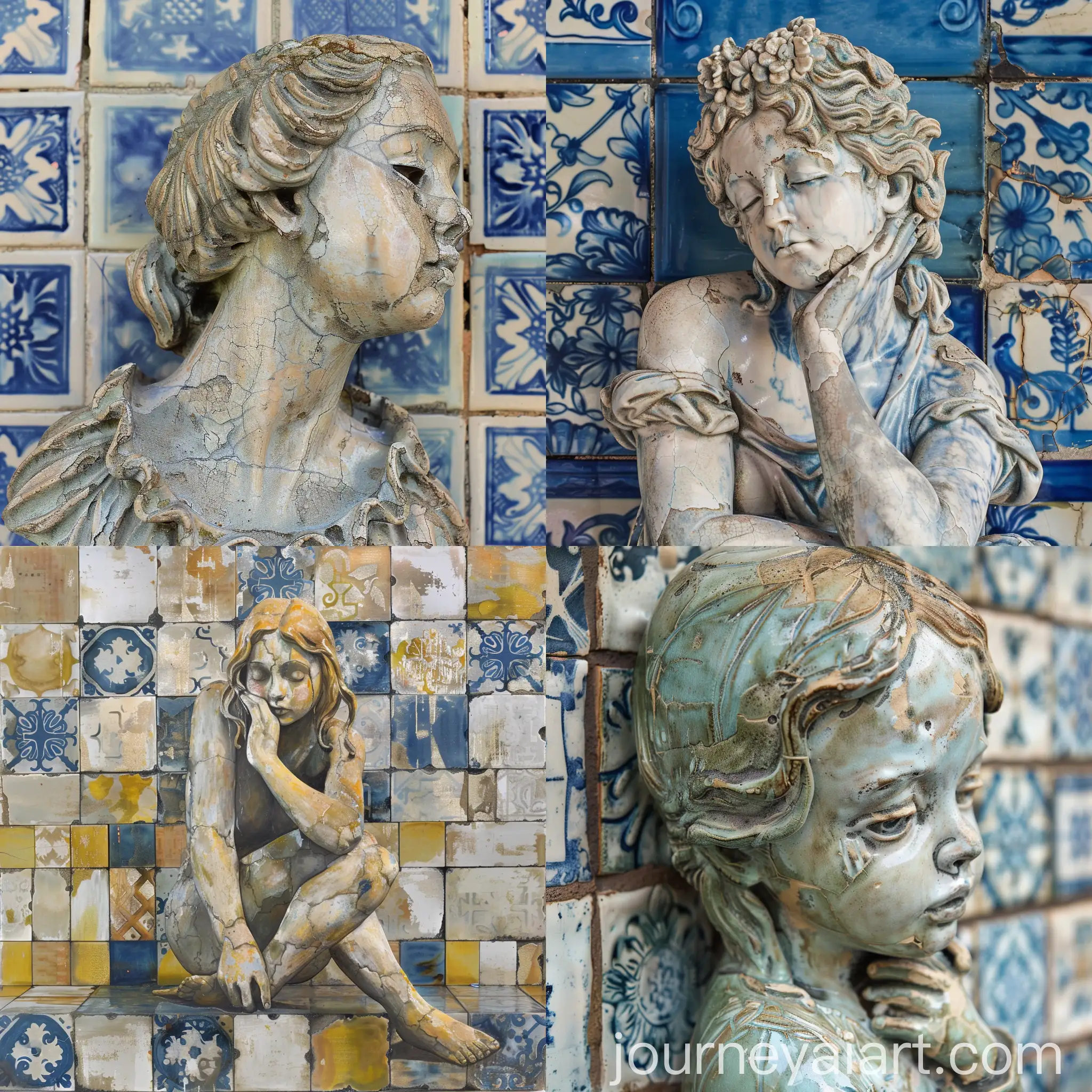 Young-Girl-Admiring-Portuguese-Tile-Statue