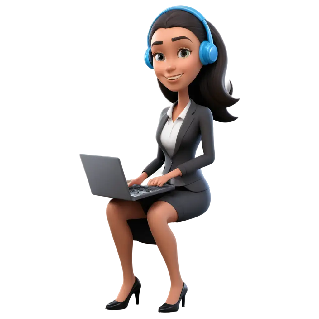 PNG-Call-Center-Girls-3D-Model-Enhance-Customer-Service-Visuals-with-Realistic-3D-Renderings