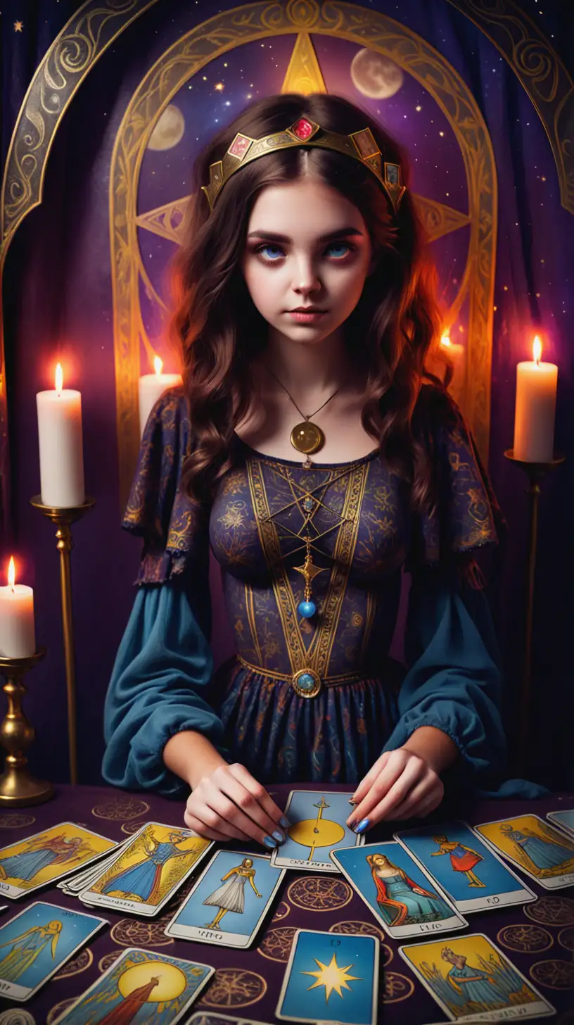 Enchanting Girl with Tarot Cards