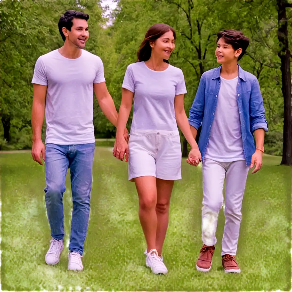 HighQuality-PNG-Image-of-a-Family-Holding-Hands-Walking-in-a-Park-with-Green-Trees