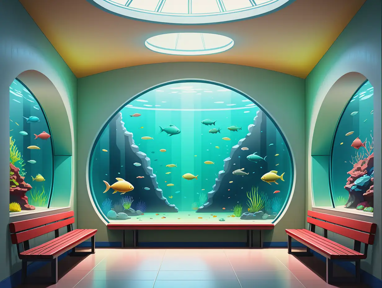 Giant-Aquarium-in-Hallway-with-Benches-Promoting-Marine-Conservation