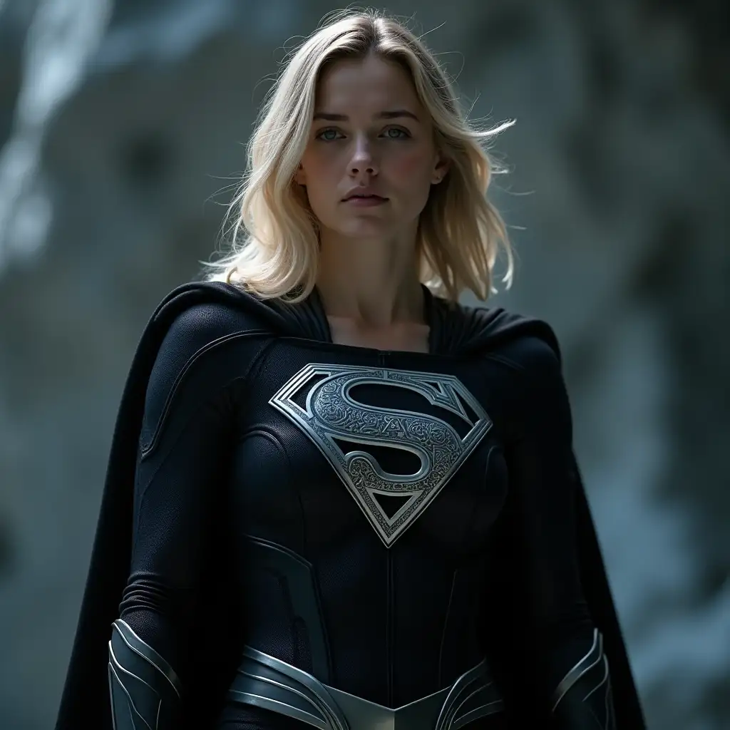 Milly-Alcock-as-Young-Kara-ZorEl-in-Sleek-Dark-Supergirl-Suit-at-Fortress-of-Solitude