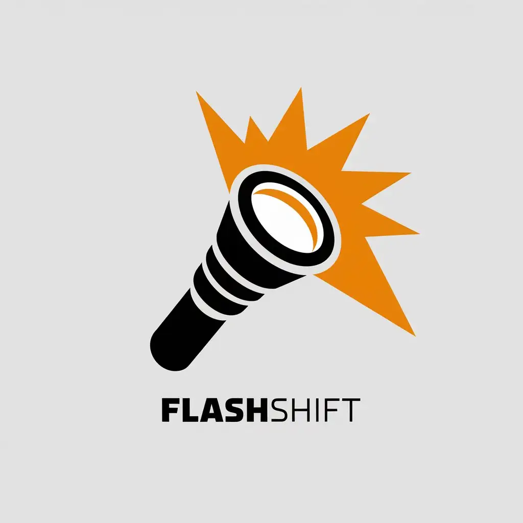 LOGO Design for FlashShift Flashlight Symbol with Lit Effect and Modern Clear Background