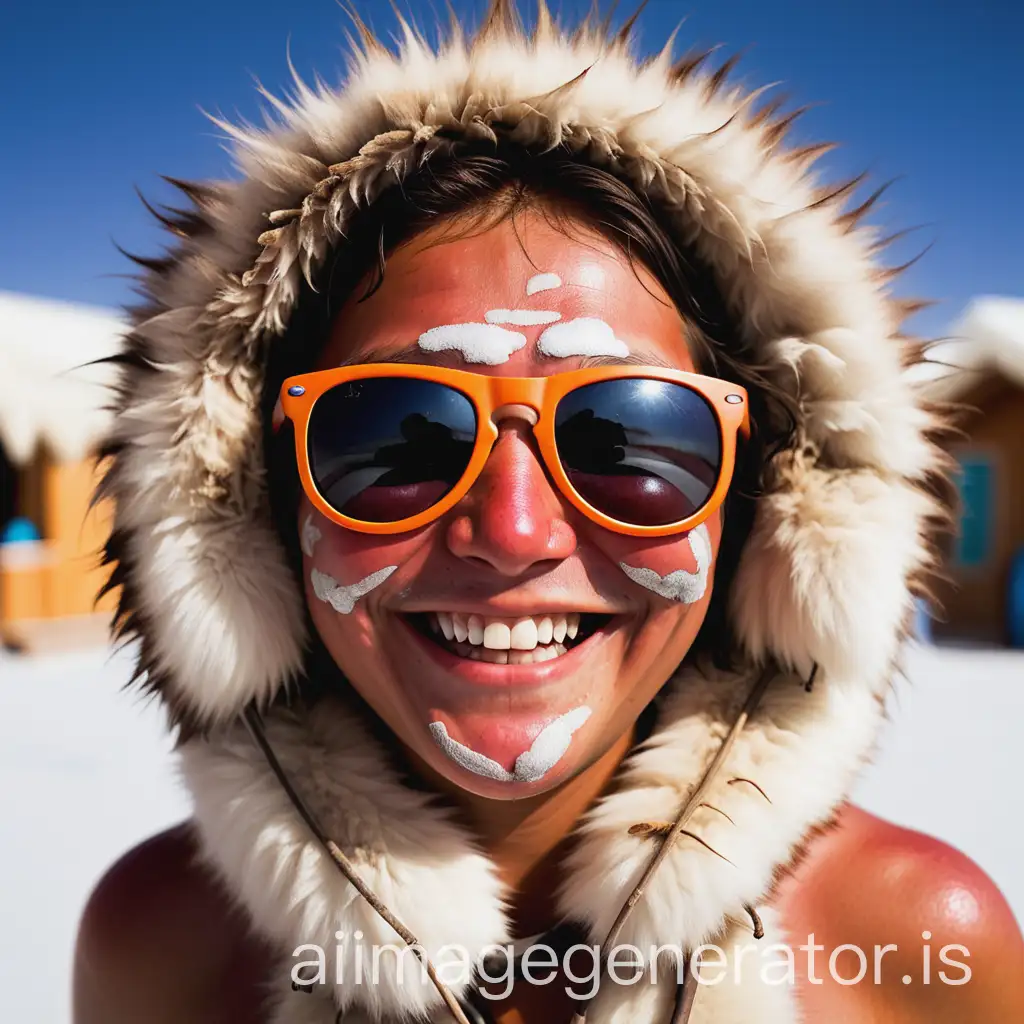 Eskimo-with-Sunburned-Face-and-Sunglasses-Smiling