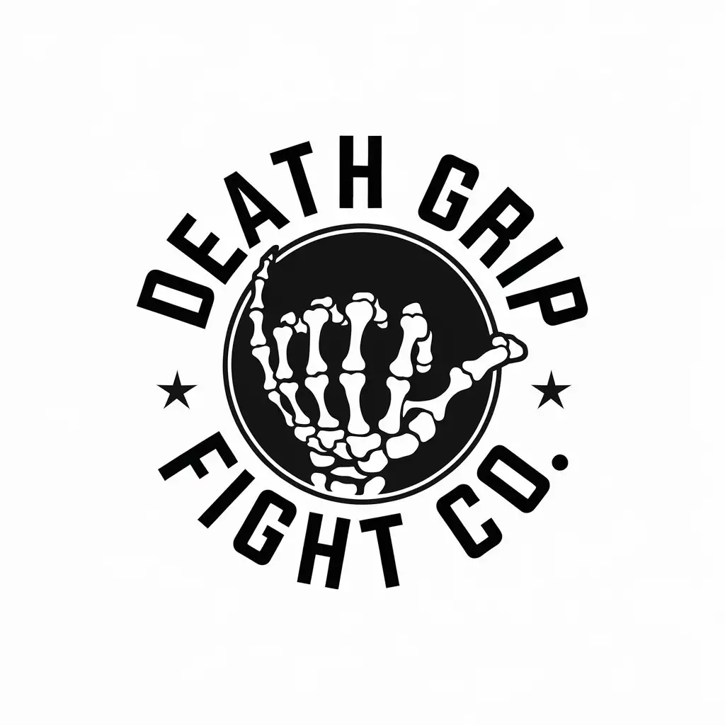 LOGO Design for Death Grip Fight Co Skeleton Hand Throwing a Shaka in a Vector Style for Sports Fitness Industry