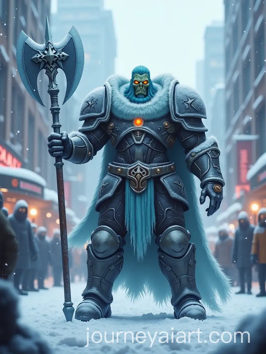 Fierce-Guardian-with-Battle-Axe-in-Snowy-Metropolis