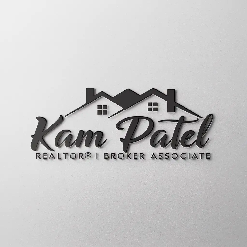 LOGO Design for Kam Patel Professional Real Estate Logo with Luxurious House Graphic and Modern Typography