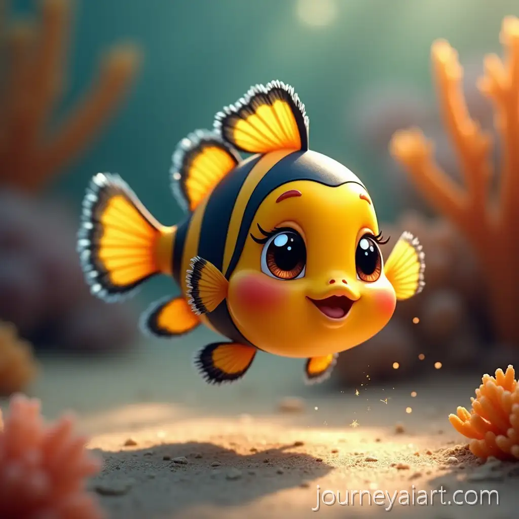 Charming-BumbleBumblebee-striped-reef-fishbee-Reef-Fish-with-Soft-Coral-Accent-in-a-Vibrant-Underwater-Scene