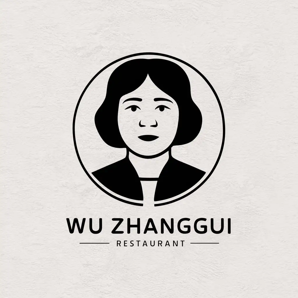 a vector logo design,with the text "Wu Zhanggui", main symbol:middle-aged woman,Moderate,be used in Restaurant industry,clear background