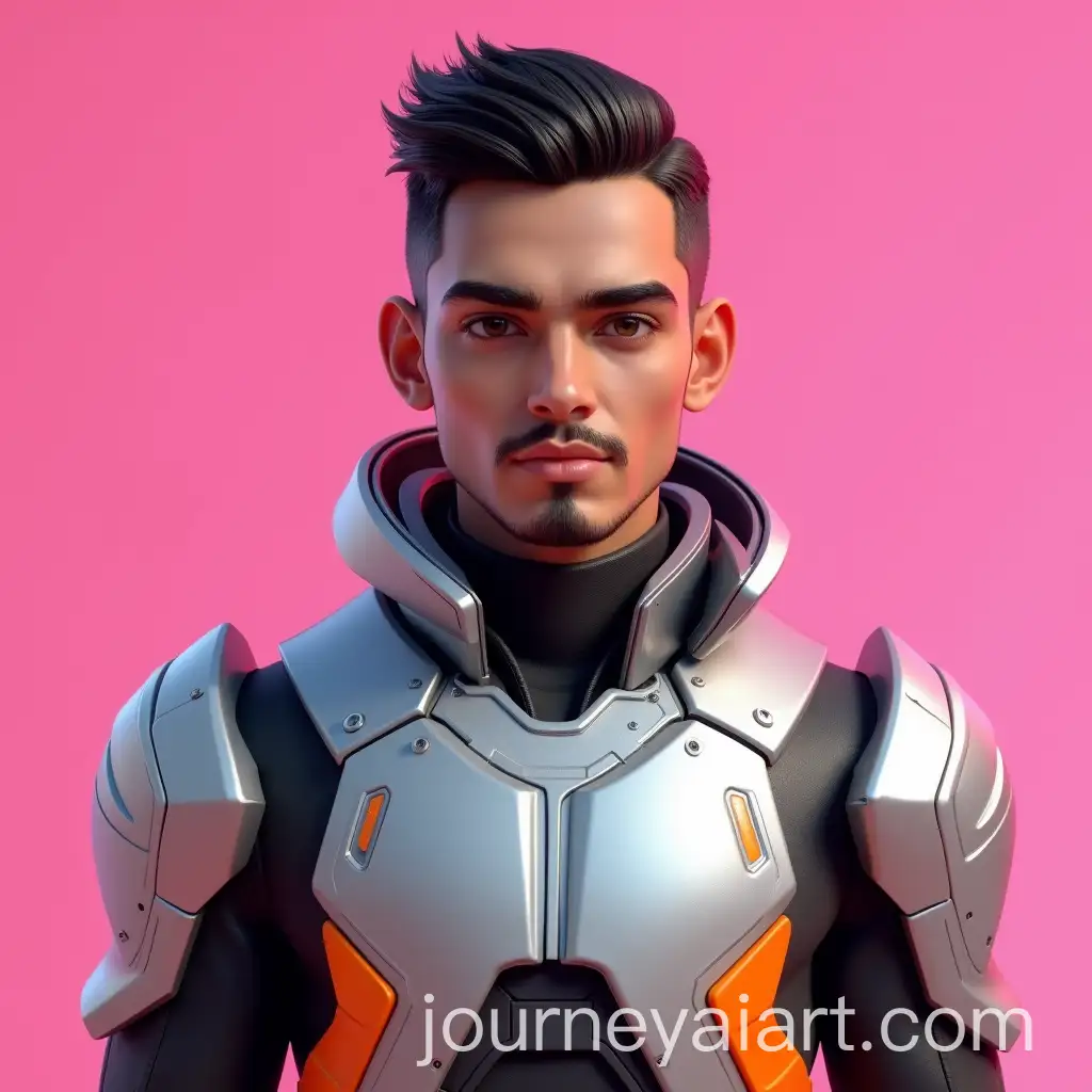 Young-Middle-Eastern-Man-in-Futuristic-SciFi-Exosuit-with-Bright-Orange-Accents