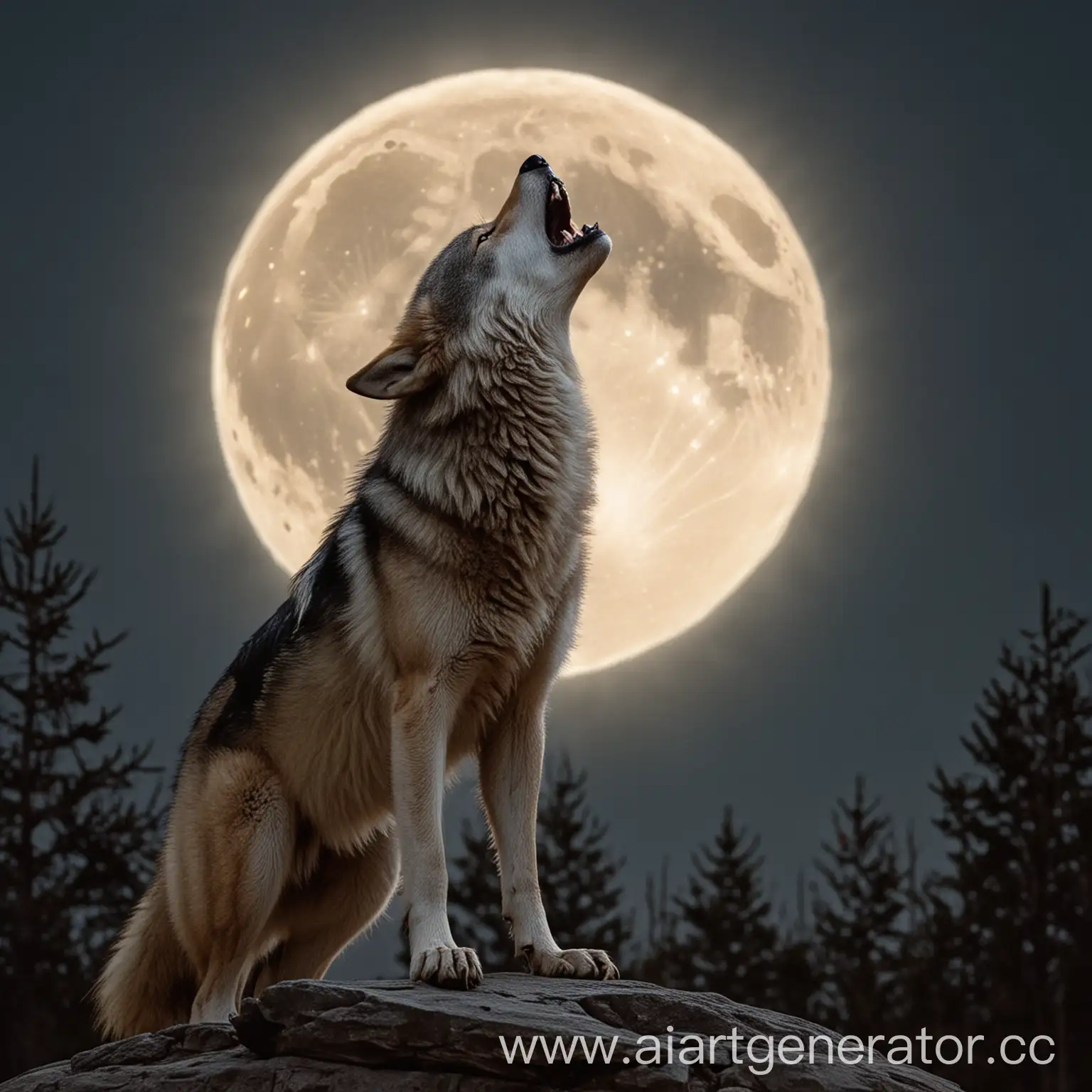 Lone-Wolf-Howling-at-the-Moon-in-Midnight-Serenity