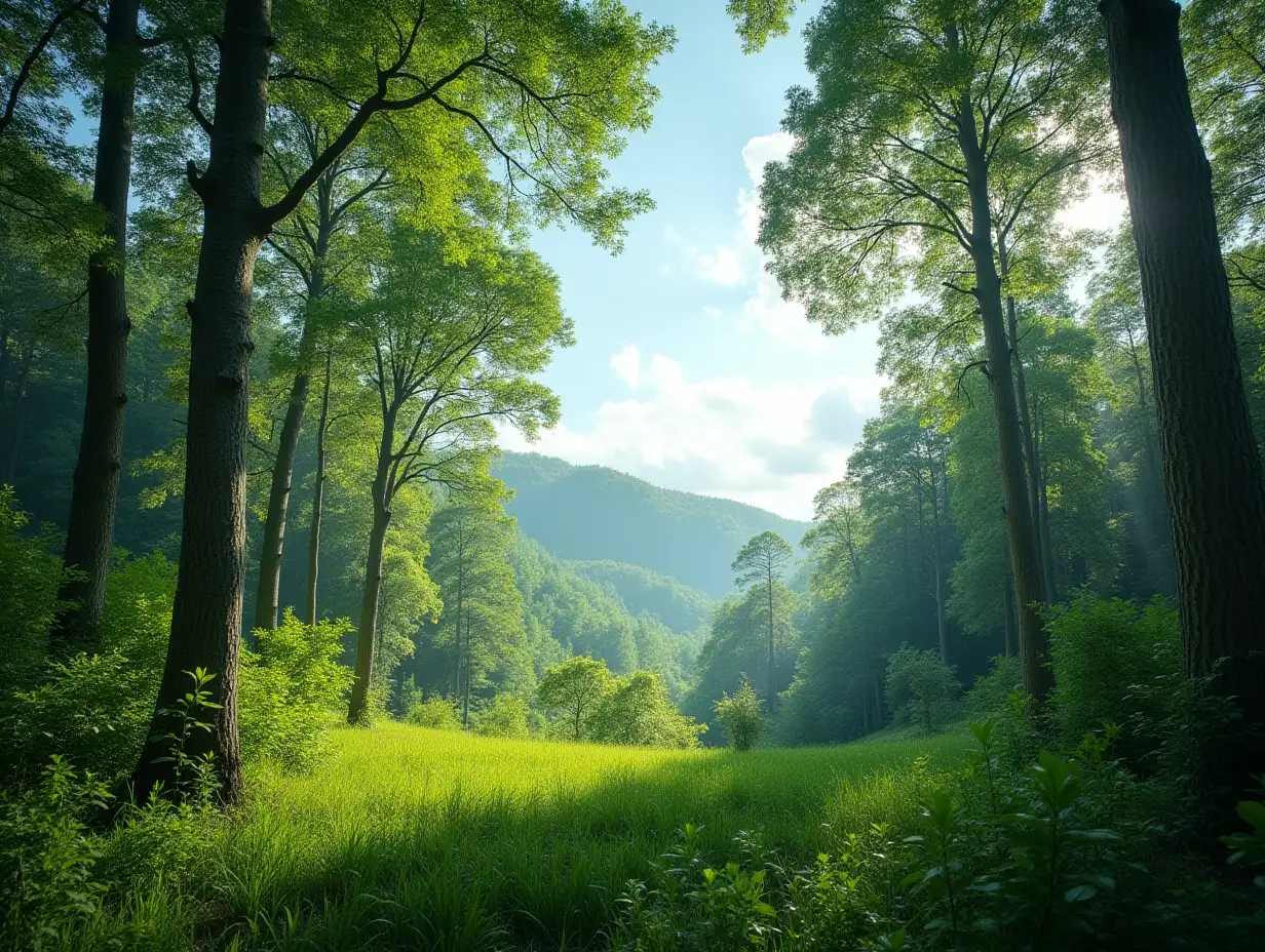 In the background of a lush summer landscape the tall tropical trees tower over the vibrant green of the forest creating a breathtaking natural scene that highlights the beauty of spring wit