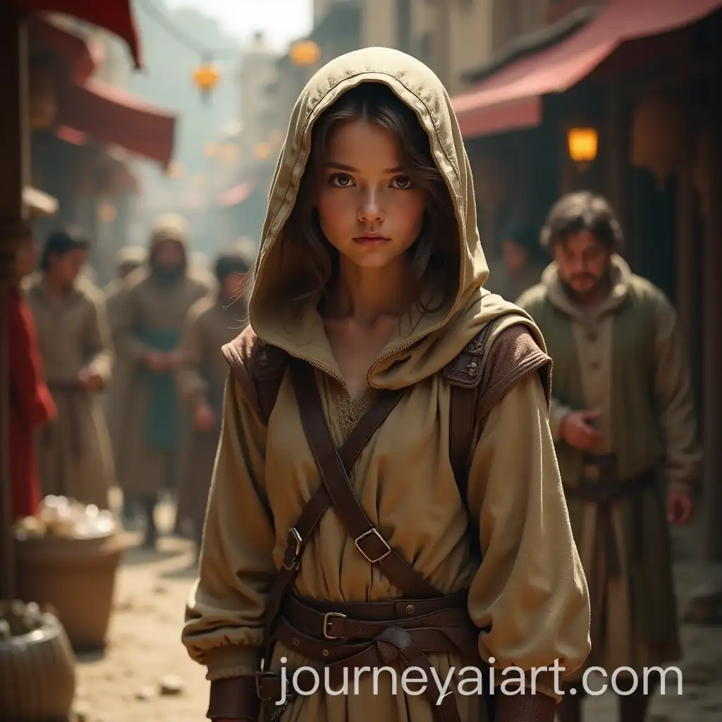 Medieval-Marketplace-Exploration-Graceful-Commoner-in-EarthToned-Attire