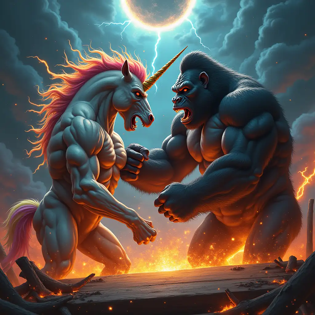 Furious-Unicorn-and-Gorilla-Engaged-in-Epic-Wrestling-Match