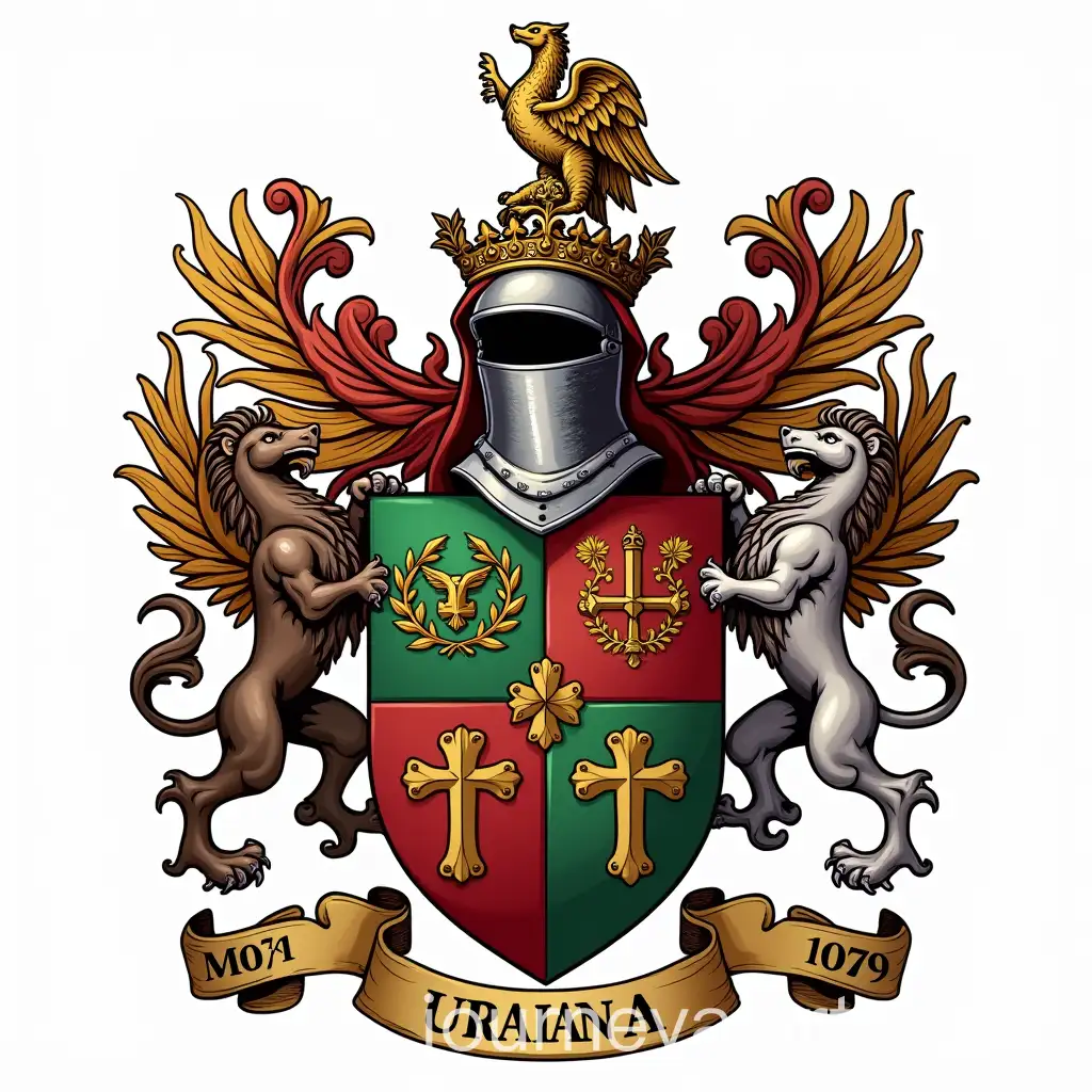 Heraldic-Coat-of-Arms-Representing-Mejia-Umana-and-Durango-Families-with-Symbols-of-Nobility-and-Justice