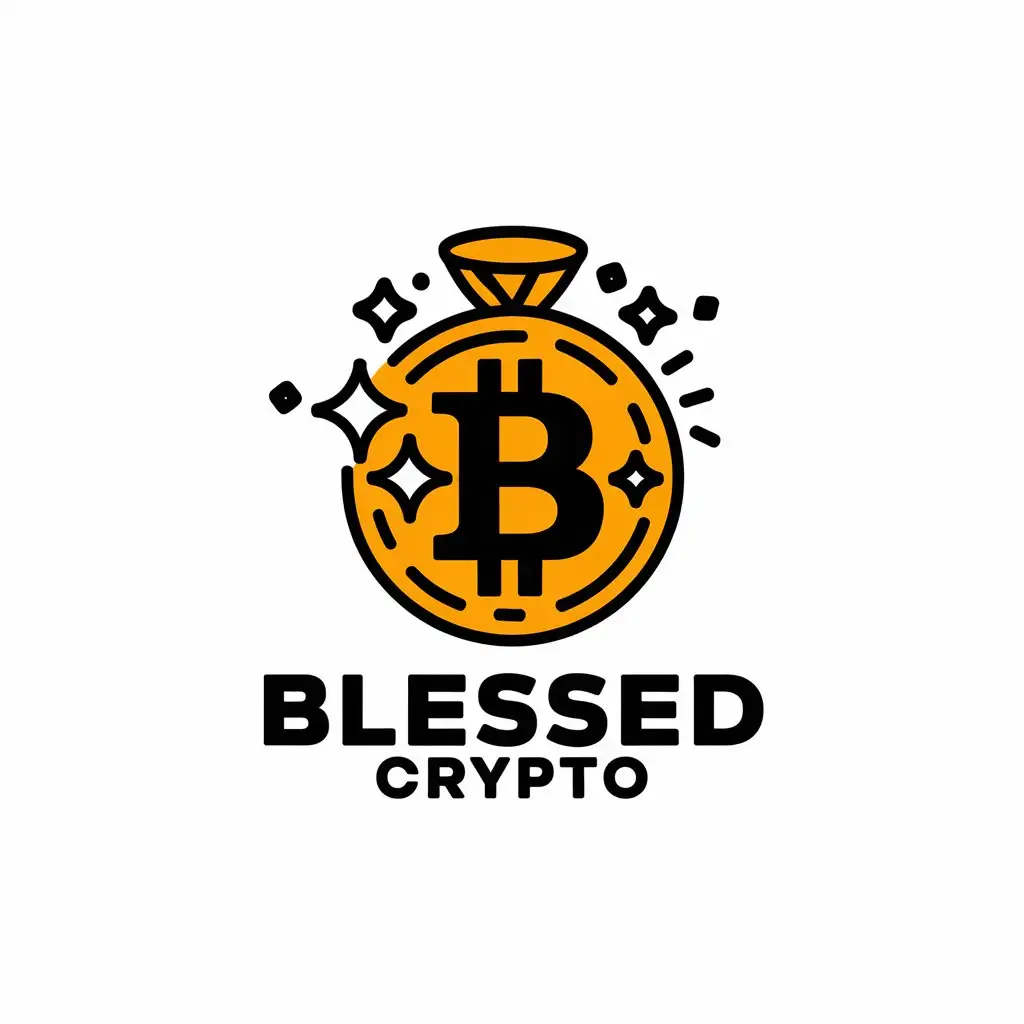 LOGO Design for Blessed Crypto Vector Logo Featuring Blessed Bitcoin Magic for the Finance Industry